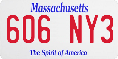 MA license plate 606NY3