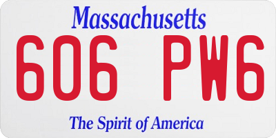 MA license plate 606PW6