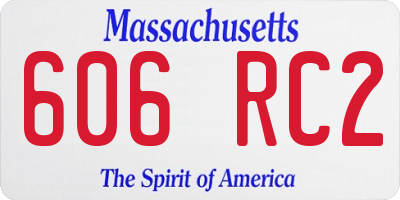 MA license plate 606RC2