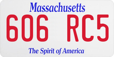 MA license plate 606RC5