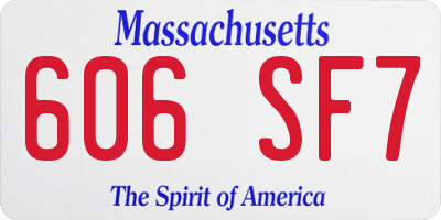 MA license plate 606SF7