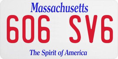 MA license plate 606SV6