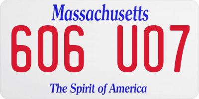 MA license plate 606UO7