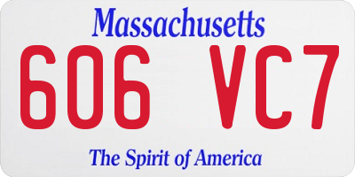 MA license plate 606VC7