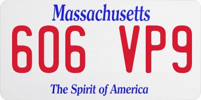 MA license plate 606VP9