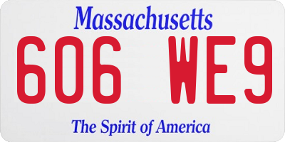 MA license plate 606WE9