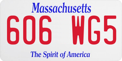 MA license plate 606WG5