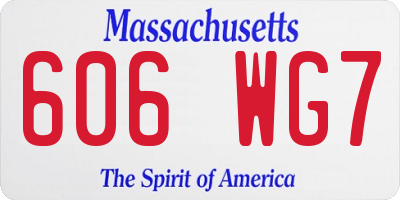 MA license plate 606WG7