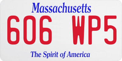 MA license plate 606WP5