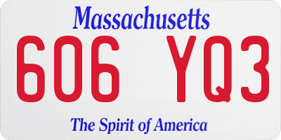 MA license plate 606YQ3
