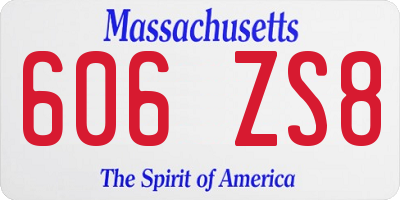 MA license plate 606ZS8