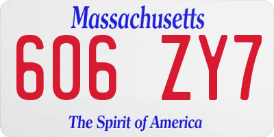 MA license plate 606ZY7
