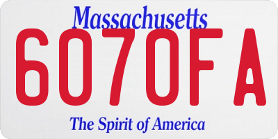 MA license plate 6070FA