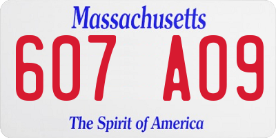 MA license plate 607AO9