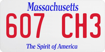 MA license plate 607CH3