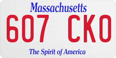 MA license plate 607CK0
