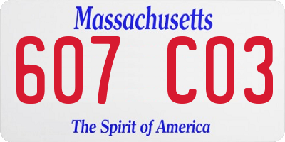 MA license plate 607CO3