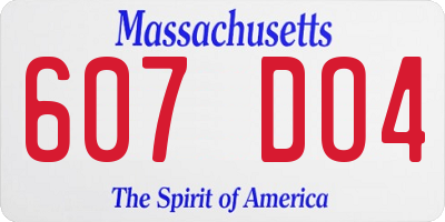 MA license plate 607DO4