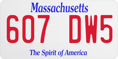 MA license plate 607DW5