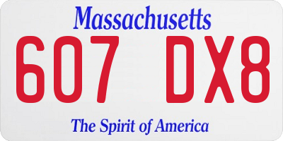 MA license plate 607DX8
