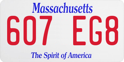 MA license plate 607EG8