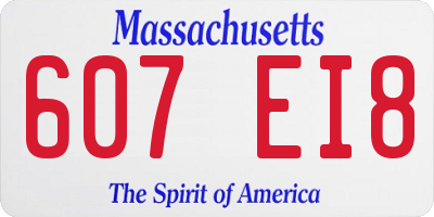 MA license plate 607EI8