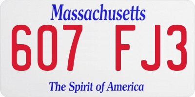 MA license plate 607FJ3