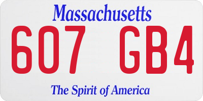 MA license plate 607GB4