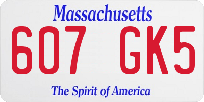 MA license plate 607GK5