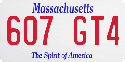 MA license plate 607GT4
