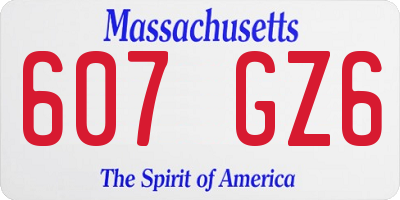 MA license plate 607GZ6