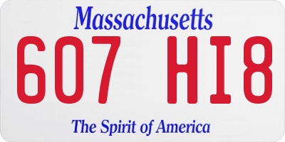 MA license plate 607HI8