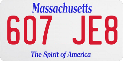 MA license plate 607JE8