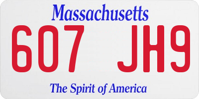 MA license plate 607JH9