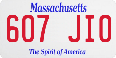 MA license plate 607JI0