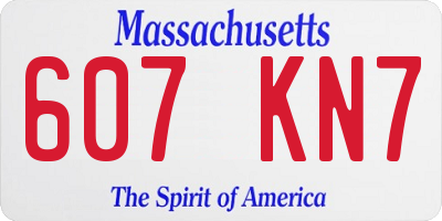 MA license plate 607KN7