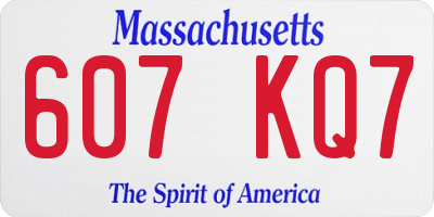 MA license plate 607KQ7