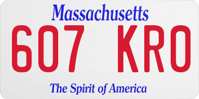 MA license plate 607KR0