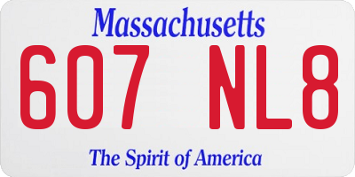MA license plate 607NL8