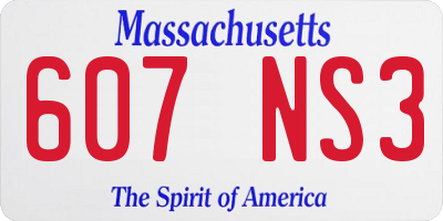 MA license plate 607NS3