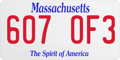 MA license plate 607OF3