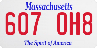 MA license plate 607OH8
