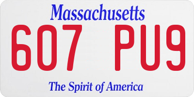 MA license plate 607PU9