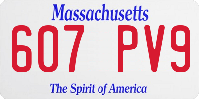 MA license plate 607PV9
