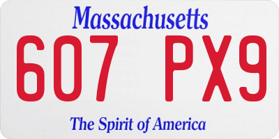 MA license plate 607PX9