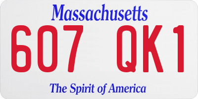 MA license plate 607QK1