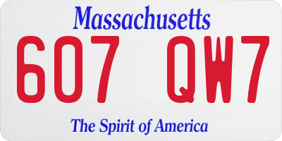 MA license plate 607QW7