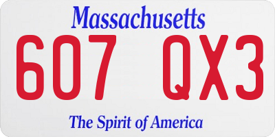 MA license plate 607QX3