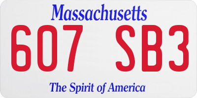 MA license plate 607SB3