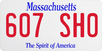 MA license plate 607SH0